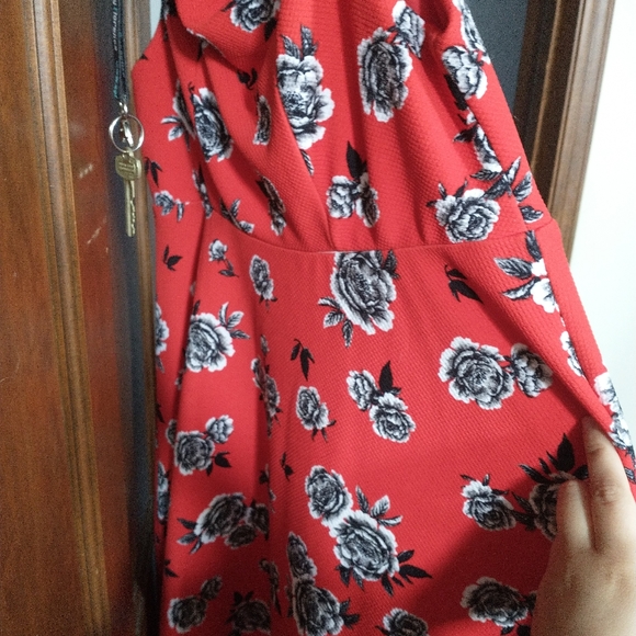 Torrid Red Rose Off-shoulder Dress Retro - Picture 3 of 8